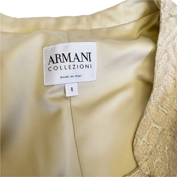 ARMANI COLLEZIONI Nude Metallic Silver Animal Print  5 Button Blazer mandarin - Picture 8 of 10